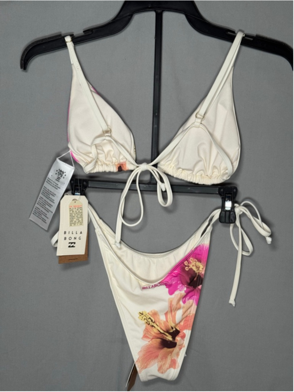 Billabong Sunny Shore Bikini Set Floral NWT S/M Ivory Pink Tropical Swim - Picture 5 of 9